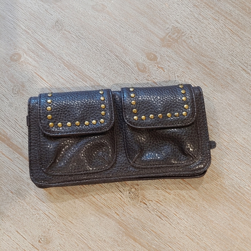 Ann Taylor LOFT Dark Brown Leather Clutch Wallet